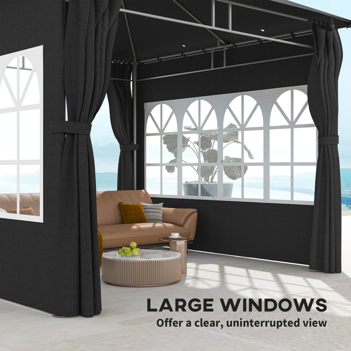 3 x 3 m Garden Gazebo, Double Roof Metal Gazebo