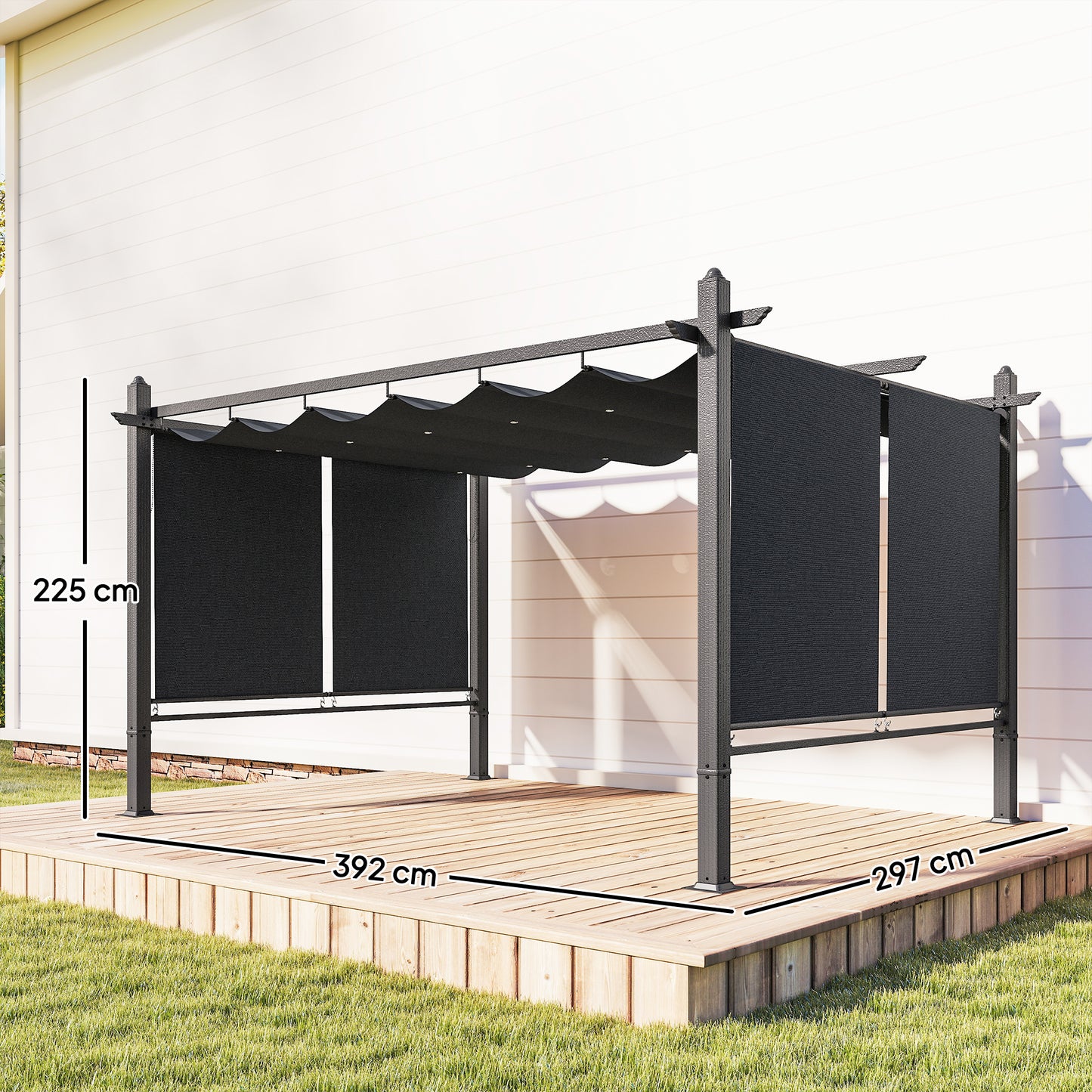 4 x 3 m Garden Pergola with Retractable Roof Canopy