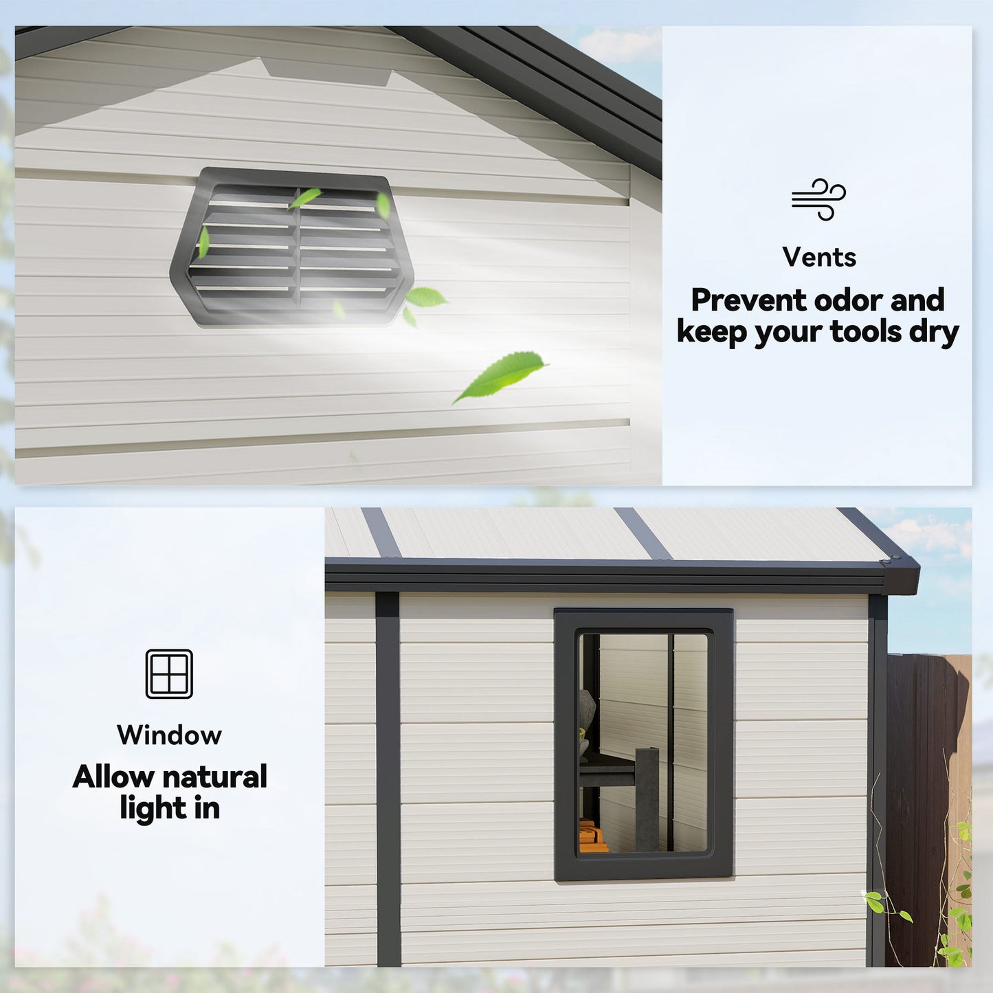 7.9ft x 6.2ft Recycled Garden Shed with Aluminium Frame and Plastic