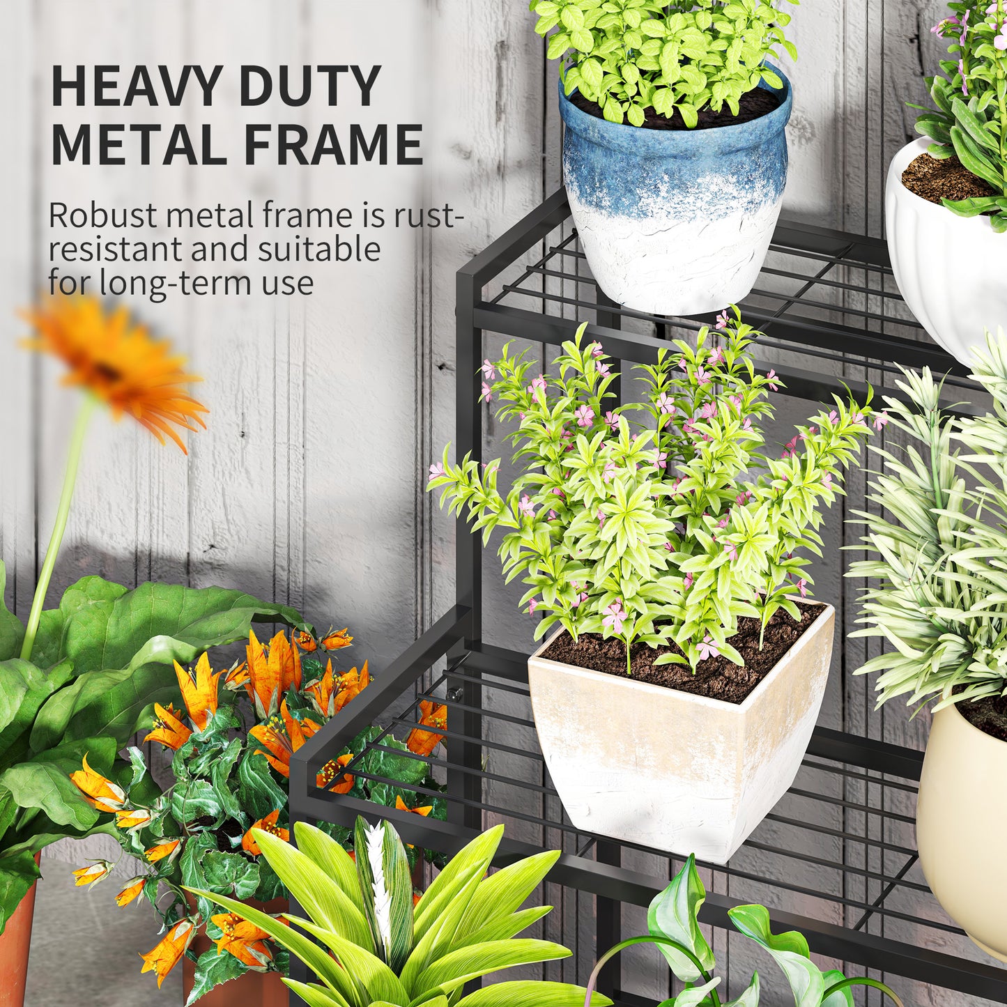 Three-Tier Metal Plant Shelf