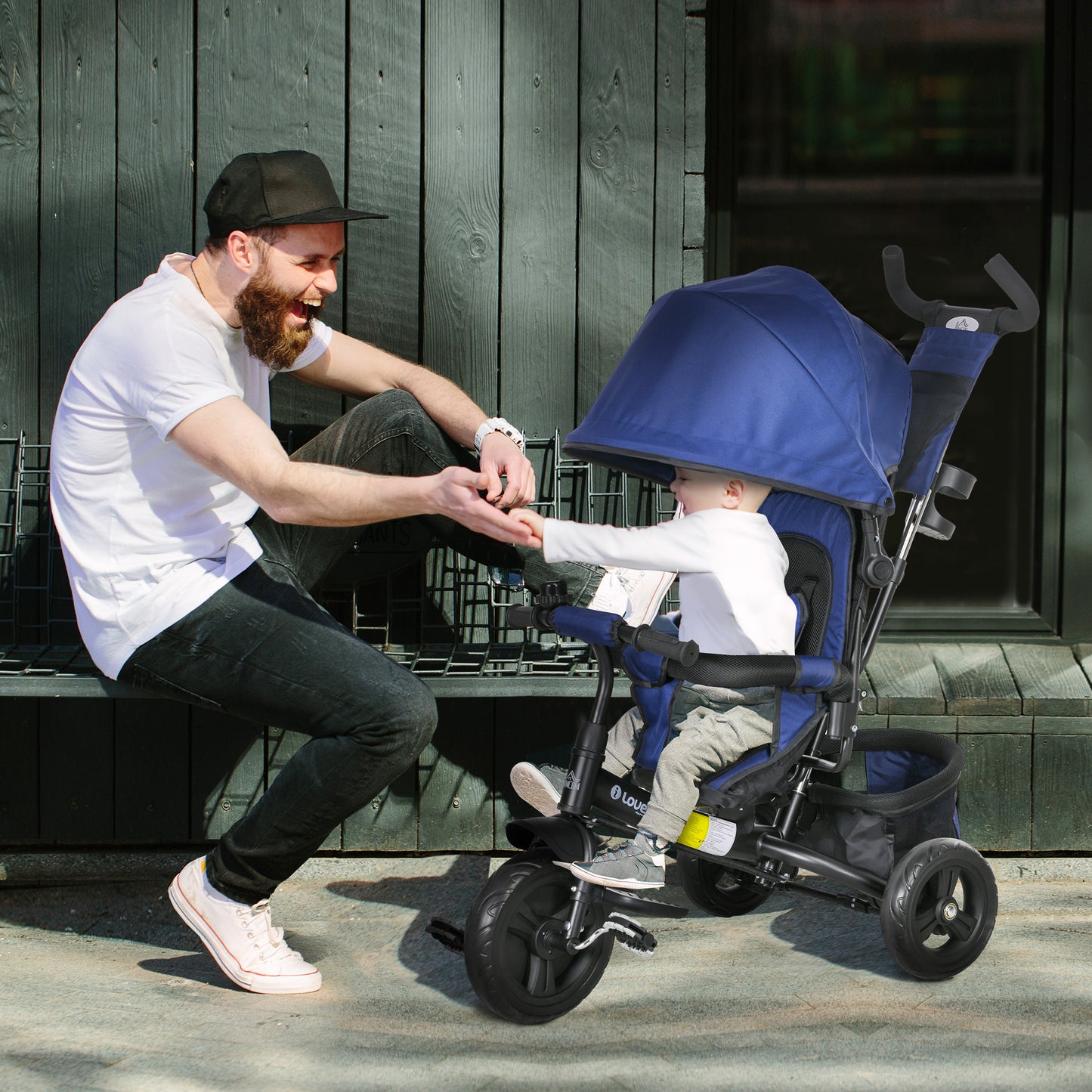 6 in 1 Kids Trike with Parent Handle, Canopy, 5-point Seat Belt