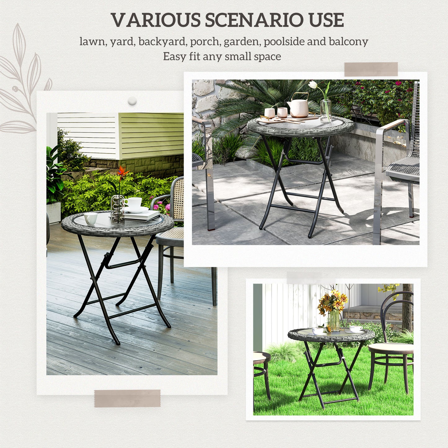 Folding Rattan Garden Dining Table