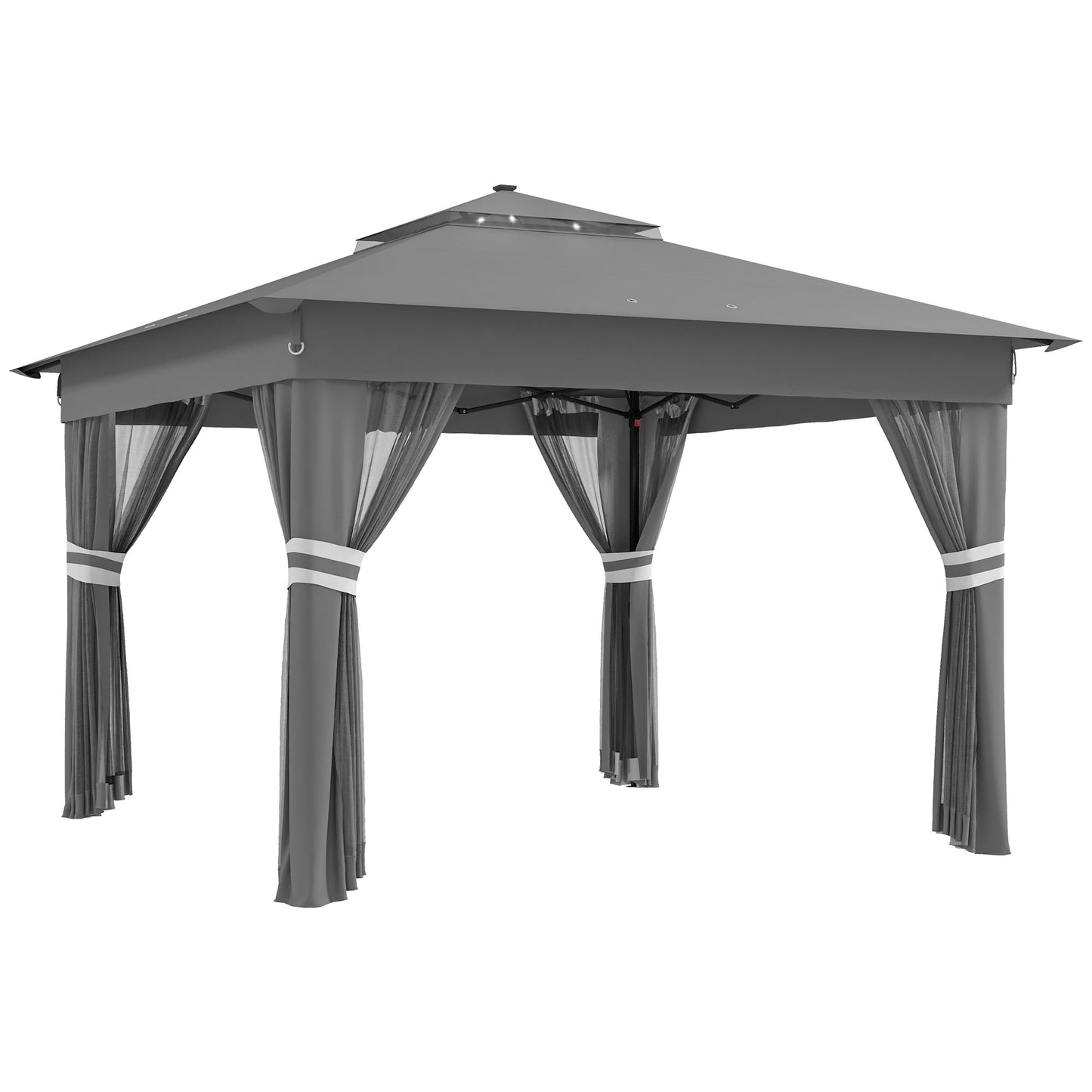 3.36 x 3.36m Pop Up Gazebo Party Tent with Solar-Powered LED Lights