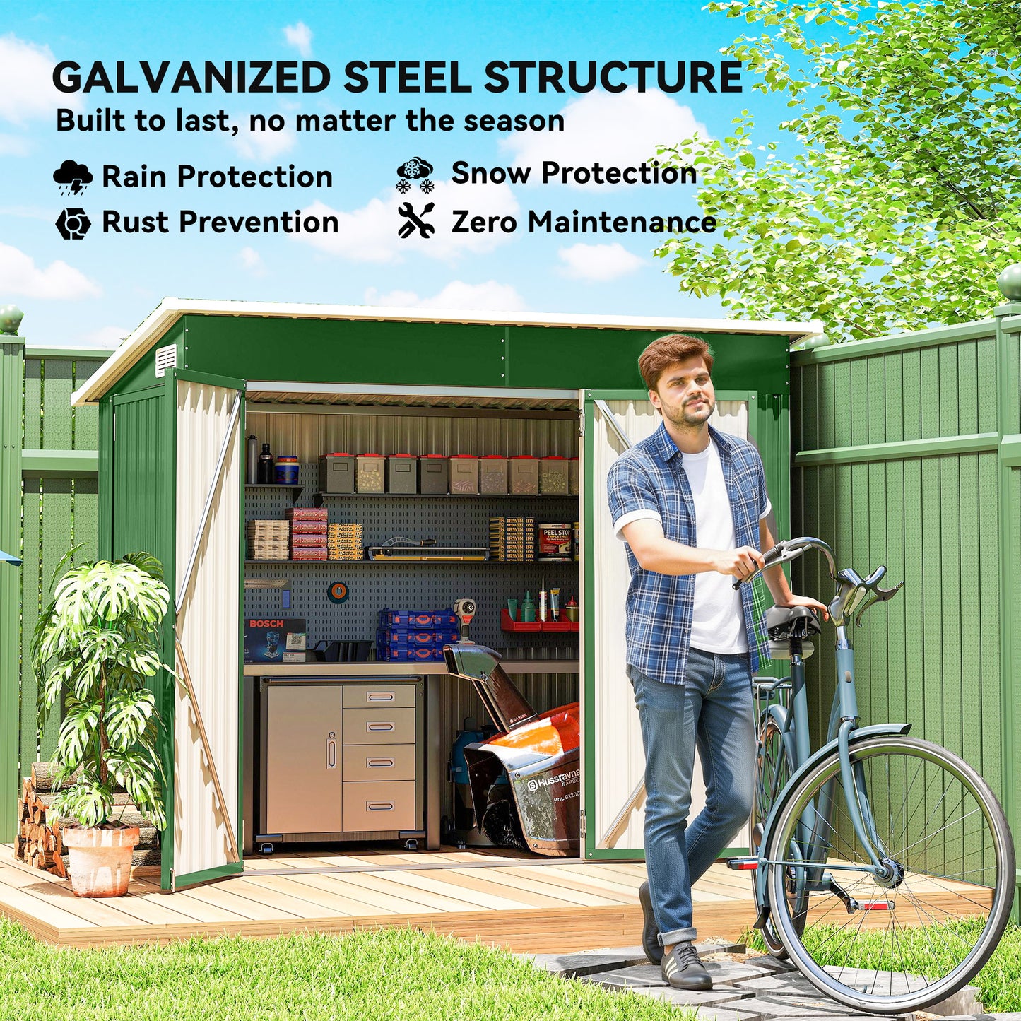 7.5 x 4.3ft Metal Garden Storage Shed