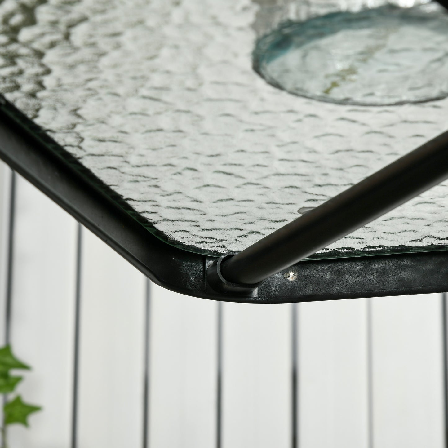 Square Garden Dining Table with Tempered Glass Top & Umbrella Hole