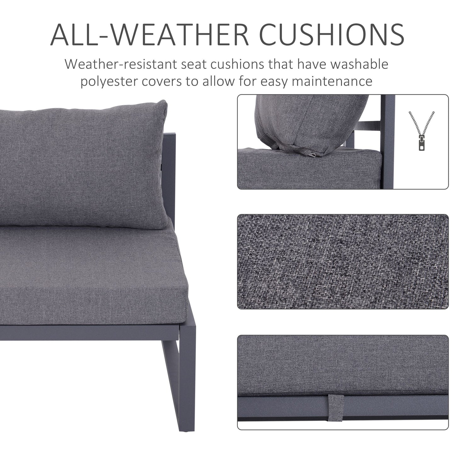 6 PCs Outdoor Indoor Sectional Sofa Set Thick Padded Cushions
