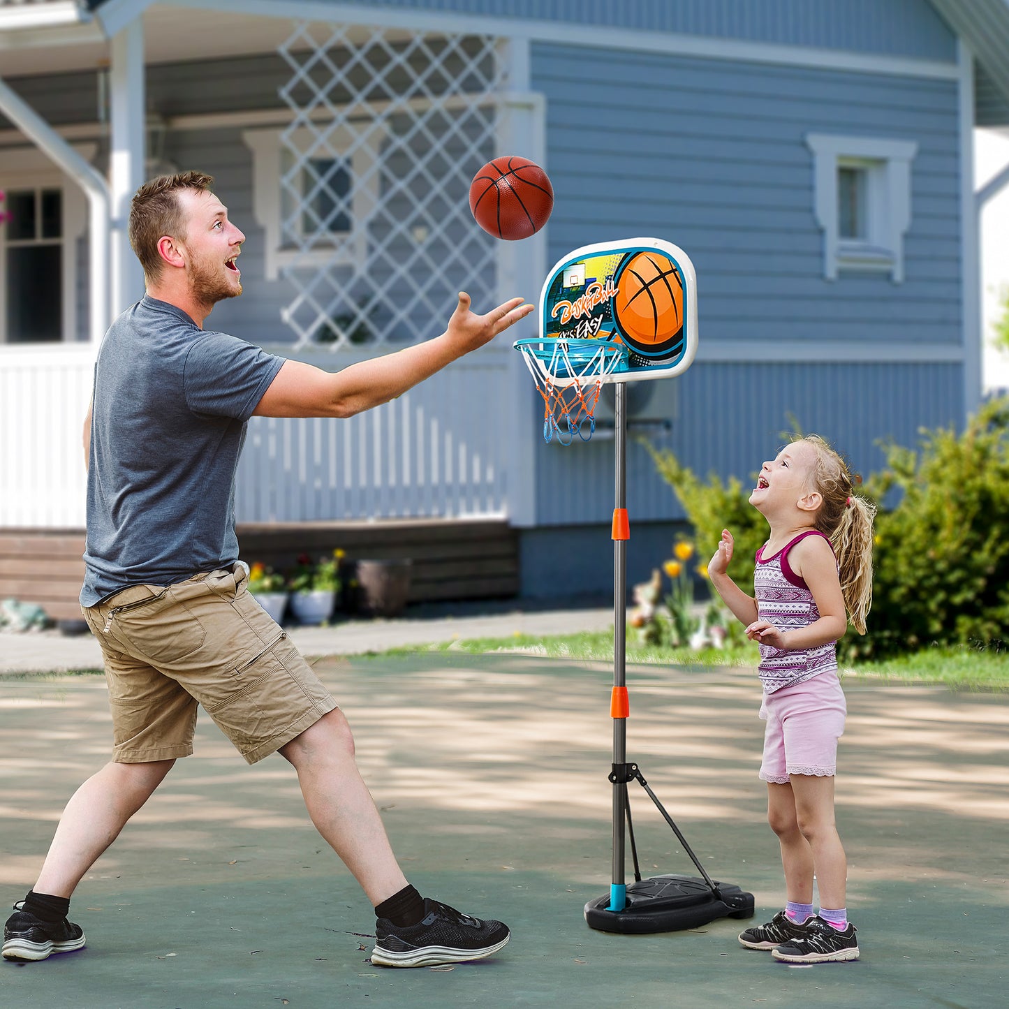 Kids Basketball Hoop and Stand Portable Basketball Stand Set w/