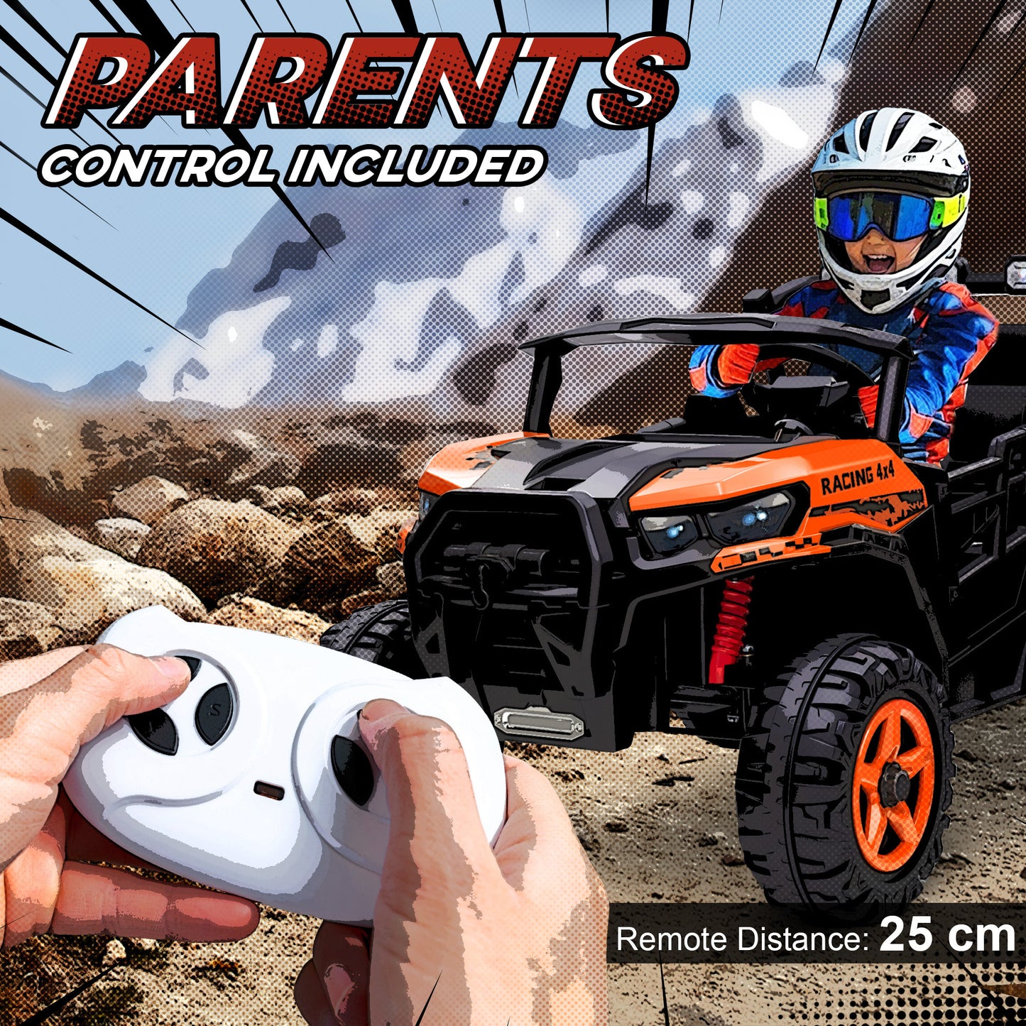 24V Electric Ride on Car, 2-Seater Electric Car for Kids with Remote