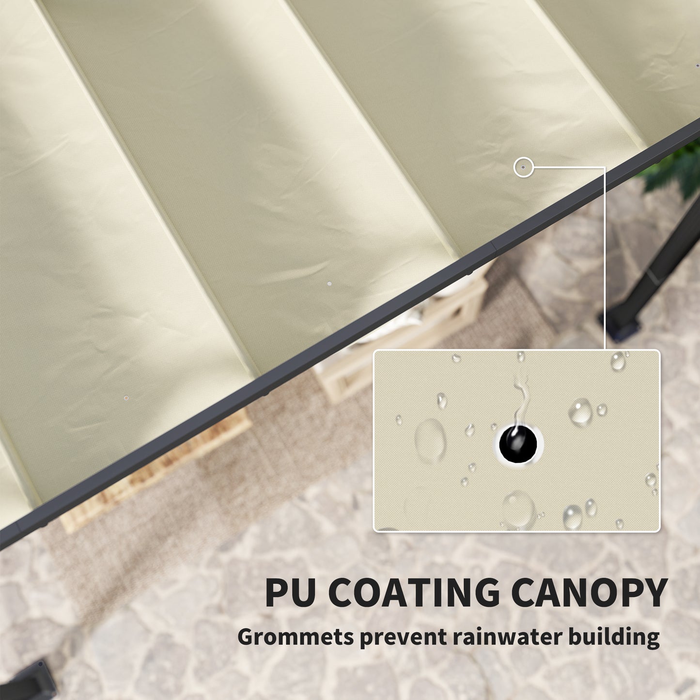 3 x 4m Aluminium Pergola, with Retractable Roof - Grey/Khaki