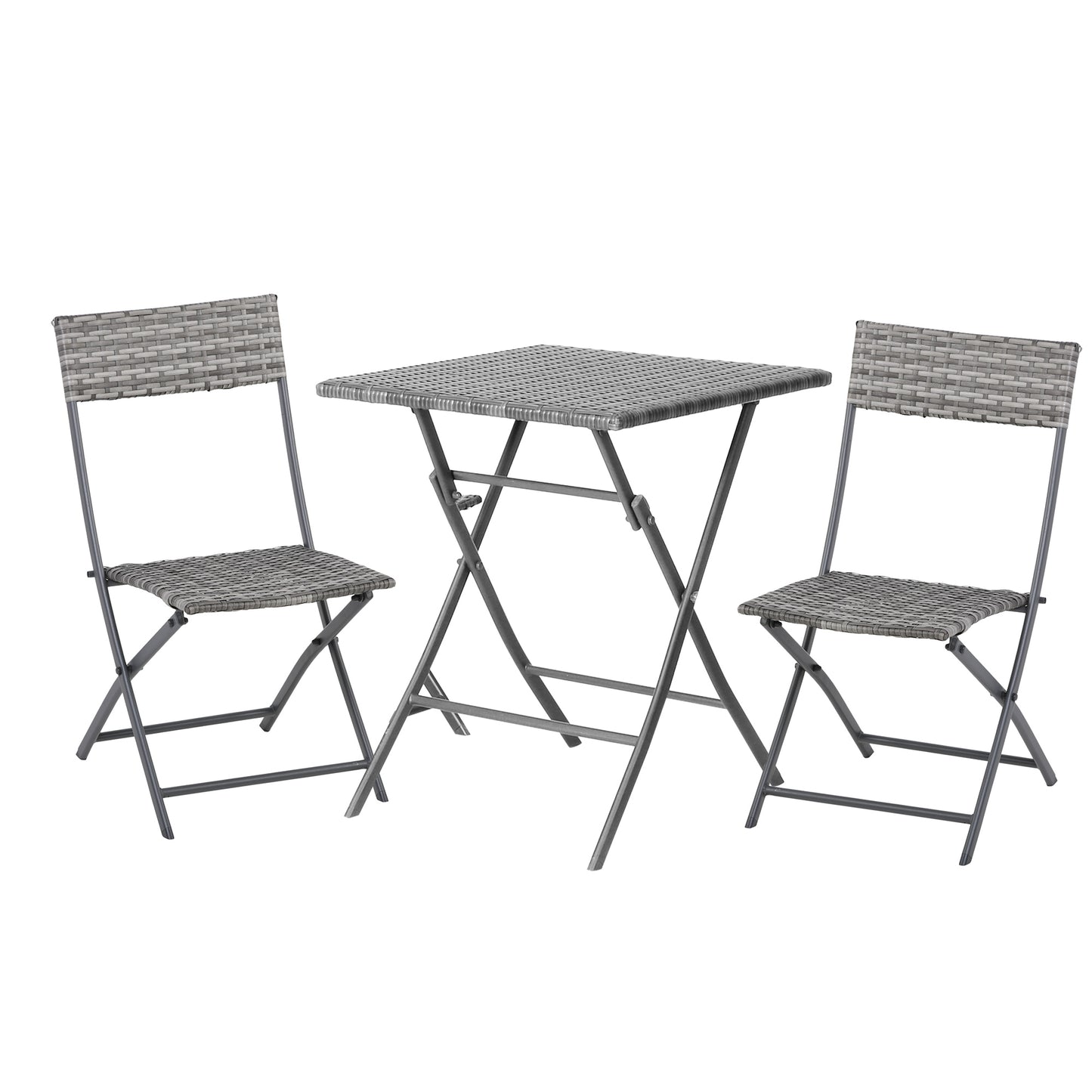 2-Seater Chair Bistro Set Garden Patio Table & Chair Black Rattan
