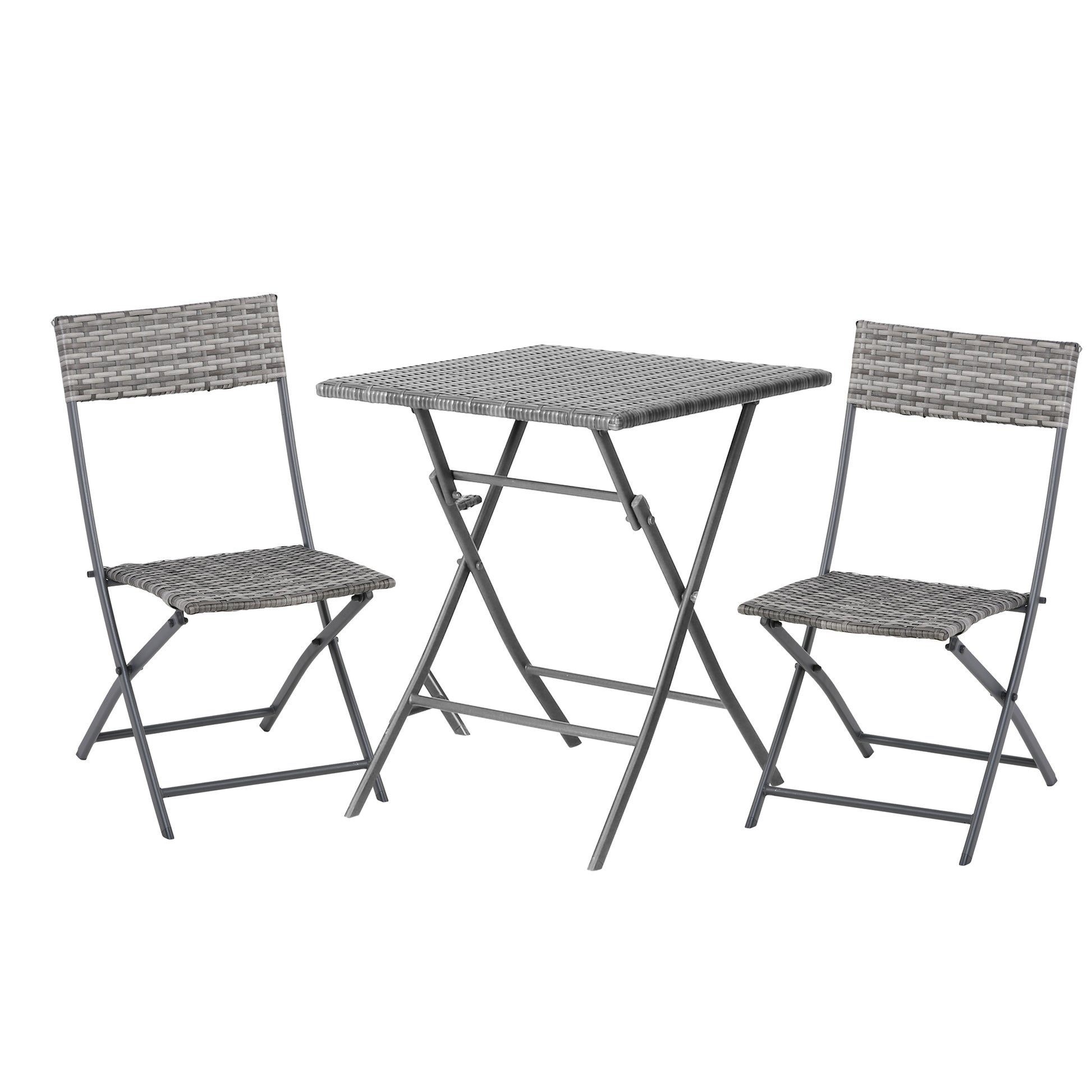 2-Seater Chair Bistro Set Garden Patio Table & Chair Black Rattan