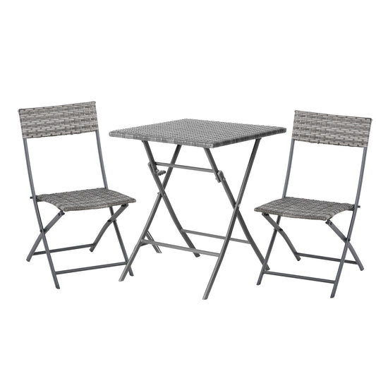 2-Seater Chair Bistro Set Garden Patio Table & Chair Black Rattan