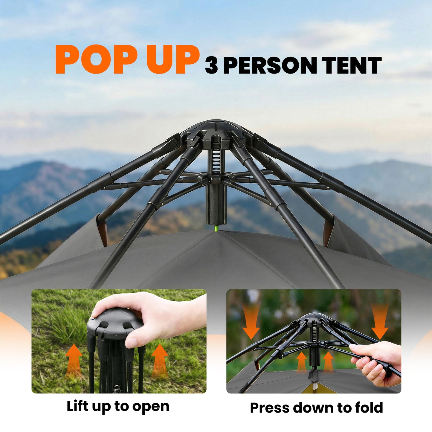 Double Layer Instant Pop Up Tent with Rainfly