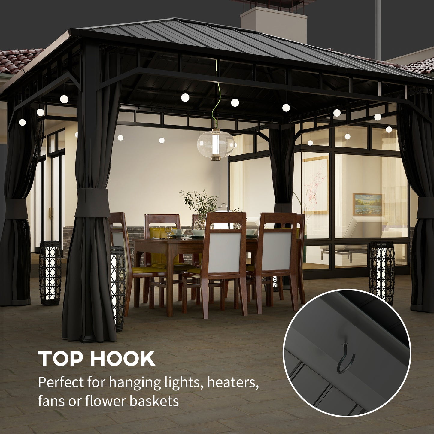 3 x 4m Hardtop Gazebo with Galvanised Steel Roof and Water Gutter