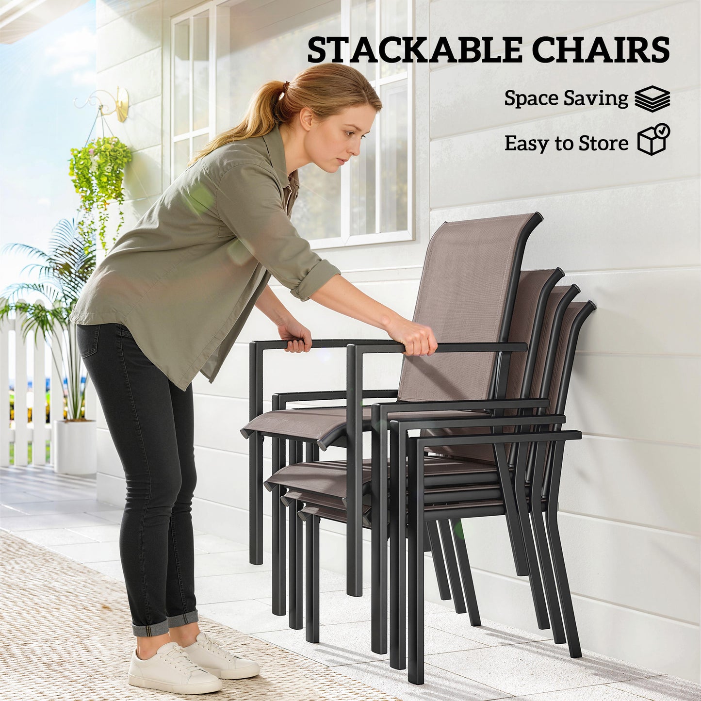 5 Pieces Outdoor Dining Set for 4