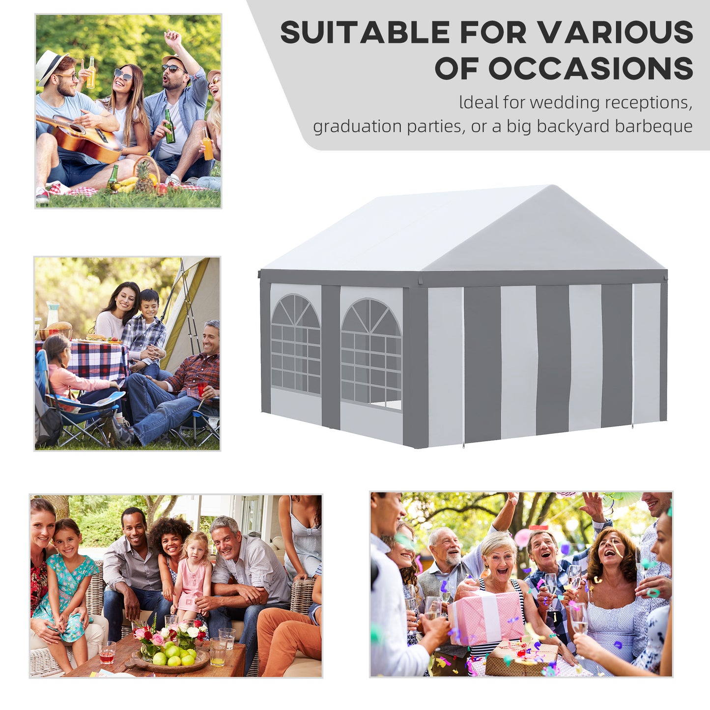 4 x 4m Galvanised Party Tent, Marquee Gazebo with Sides