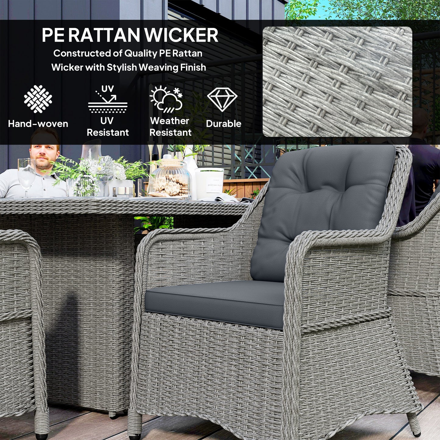 Seven-Piece Rattan Dining Set (1)