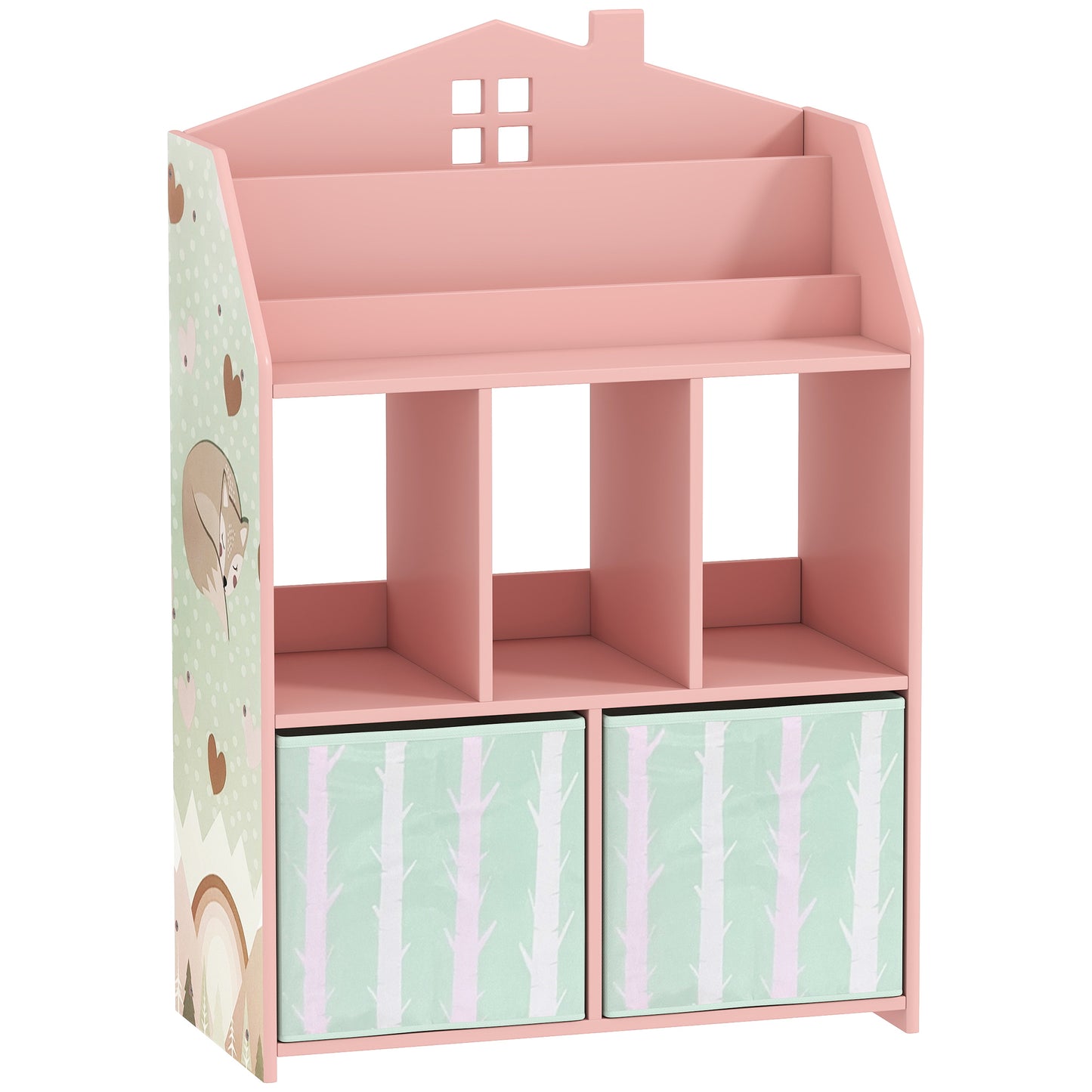 Kids Bookshelf with Storage, Toy Storage Unit with Book Display