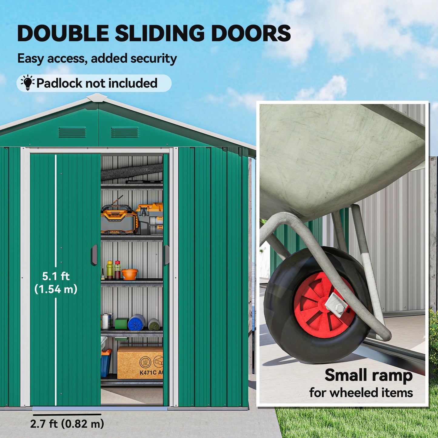 6.5ft x 3.5ft Metal Garden Storage Shed for Outdoor Tool Storage