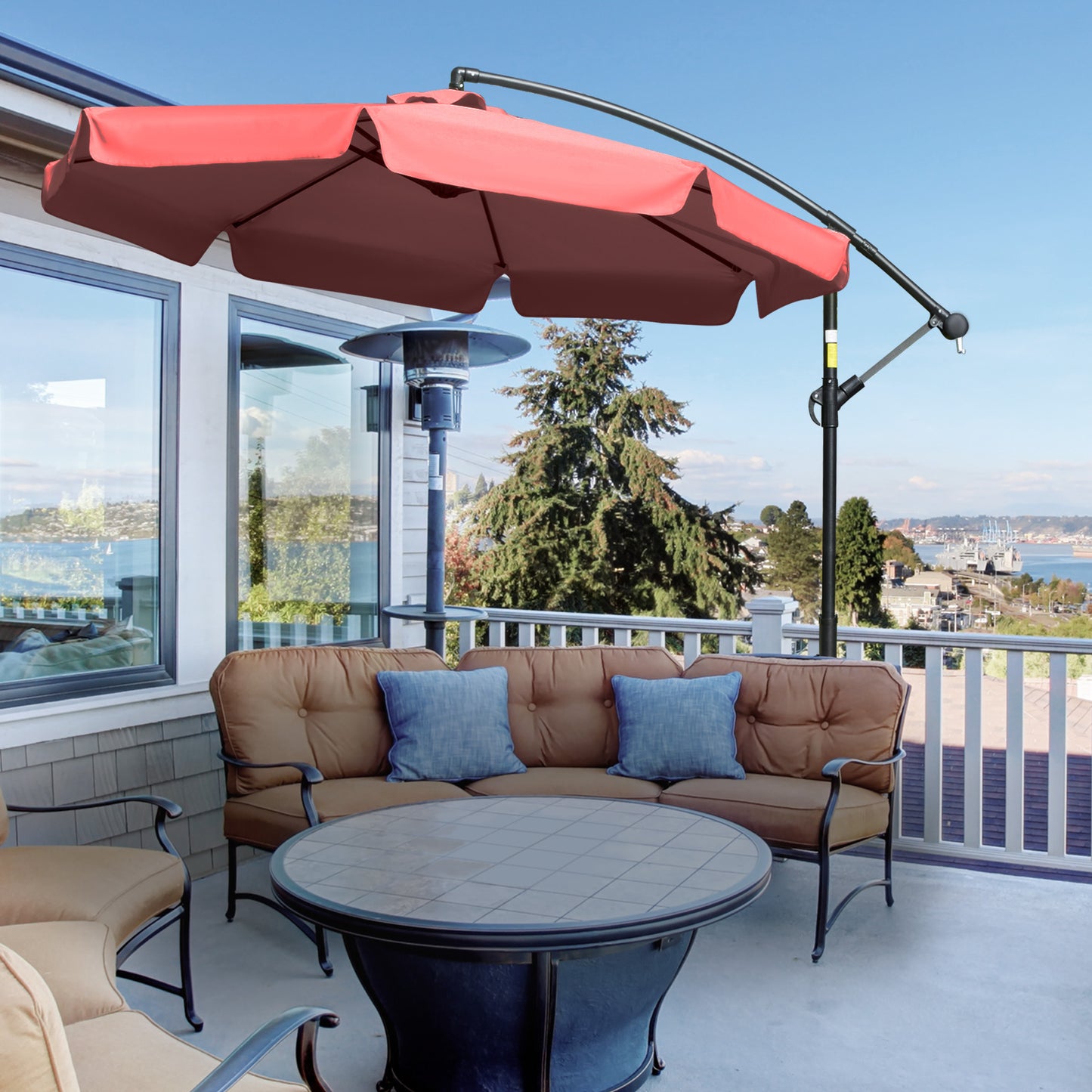 2.7m Garden Banana Parasol Cantilever Umbrella with Crank Handle