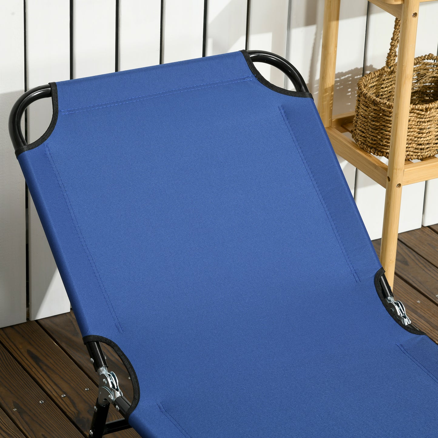Set of Two Metal Frame Folding Sun Loungers