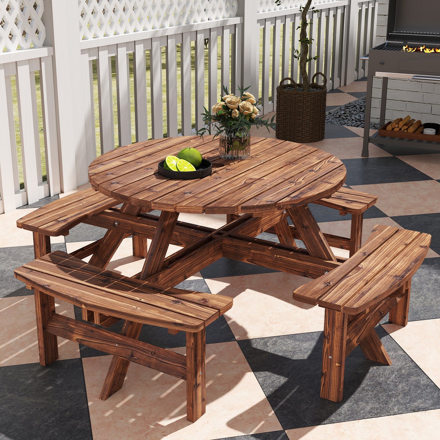 Wooden Garden Dining Set, 8 Seater Patio Furniture Set