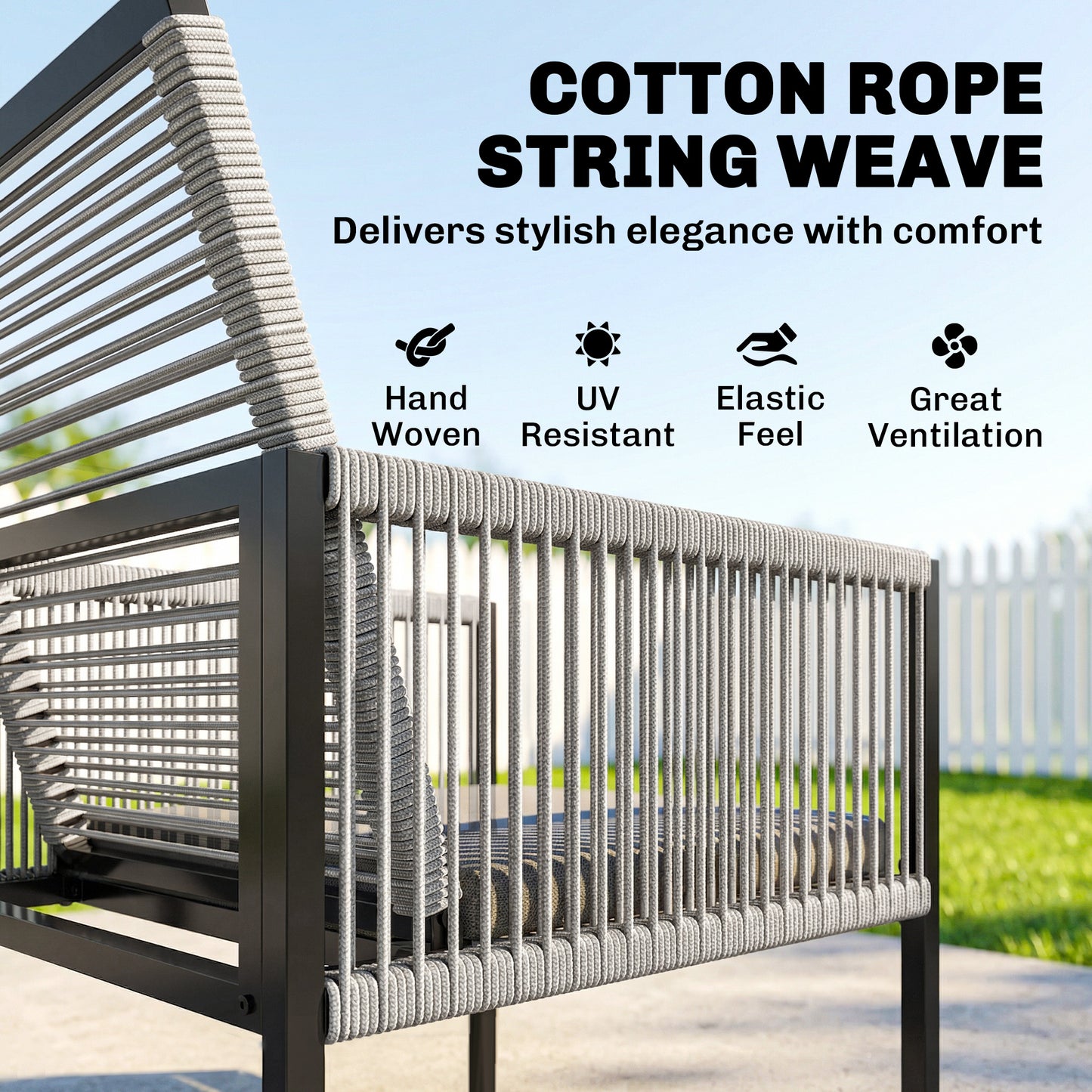 5 Pieces Garden Dining Set, Outdoor Patio Cube Set