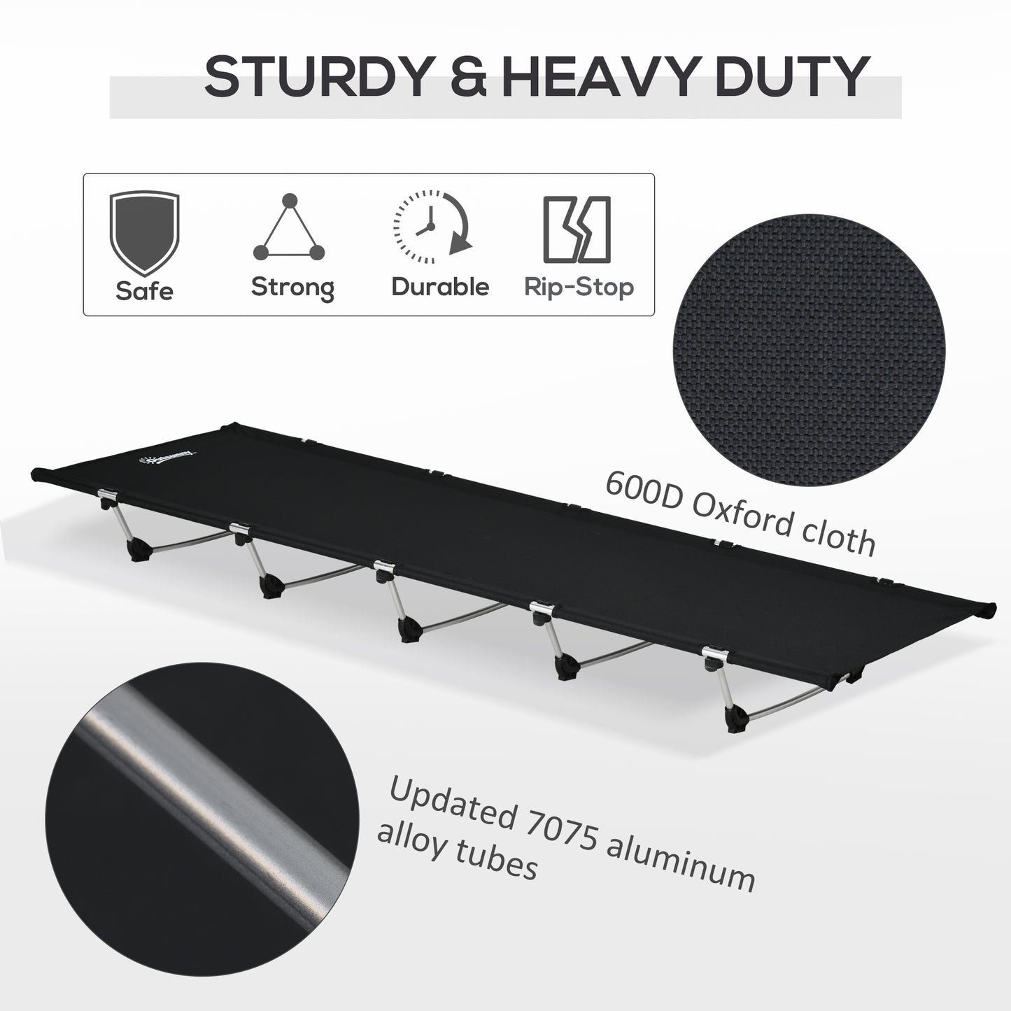 Lightweight Camping Bed, Aluminium Portable Camp Cot w/ Strong