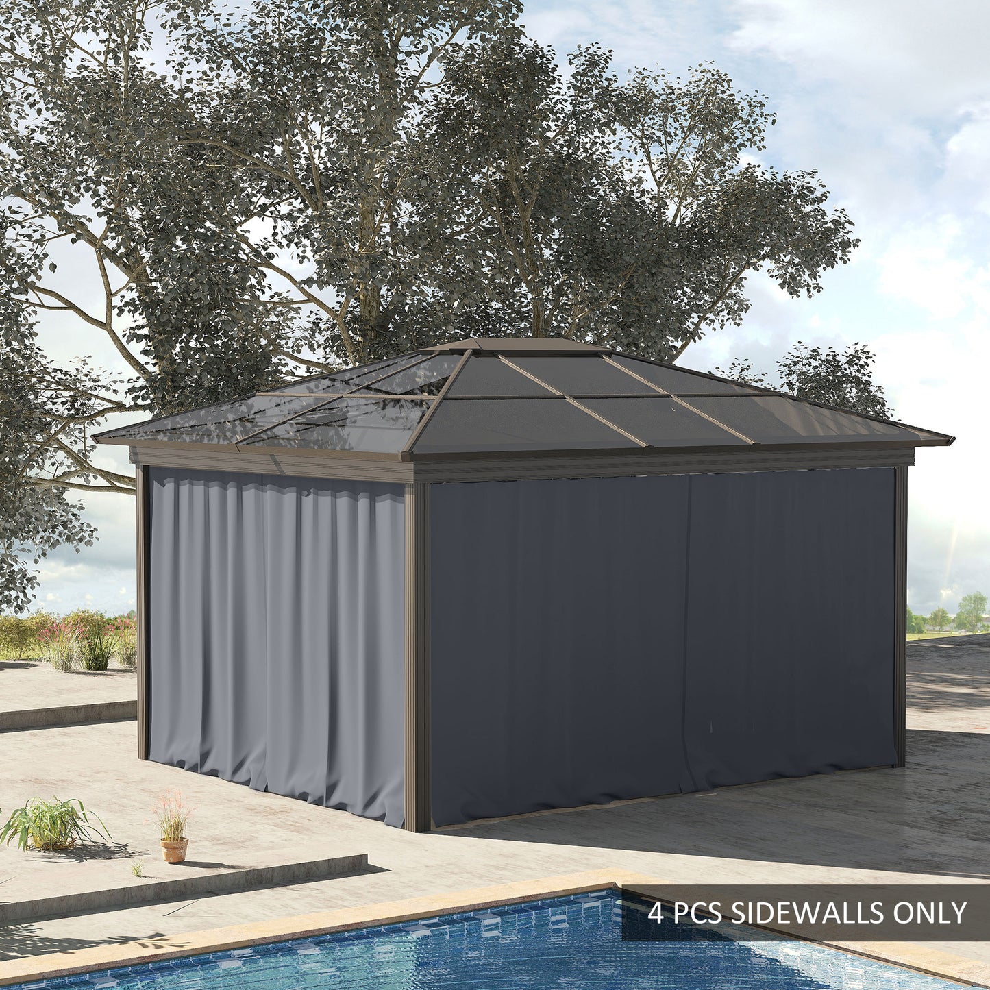 Replacement Gazebo Curtains 4-Panel Sidewalls with Zipper