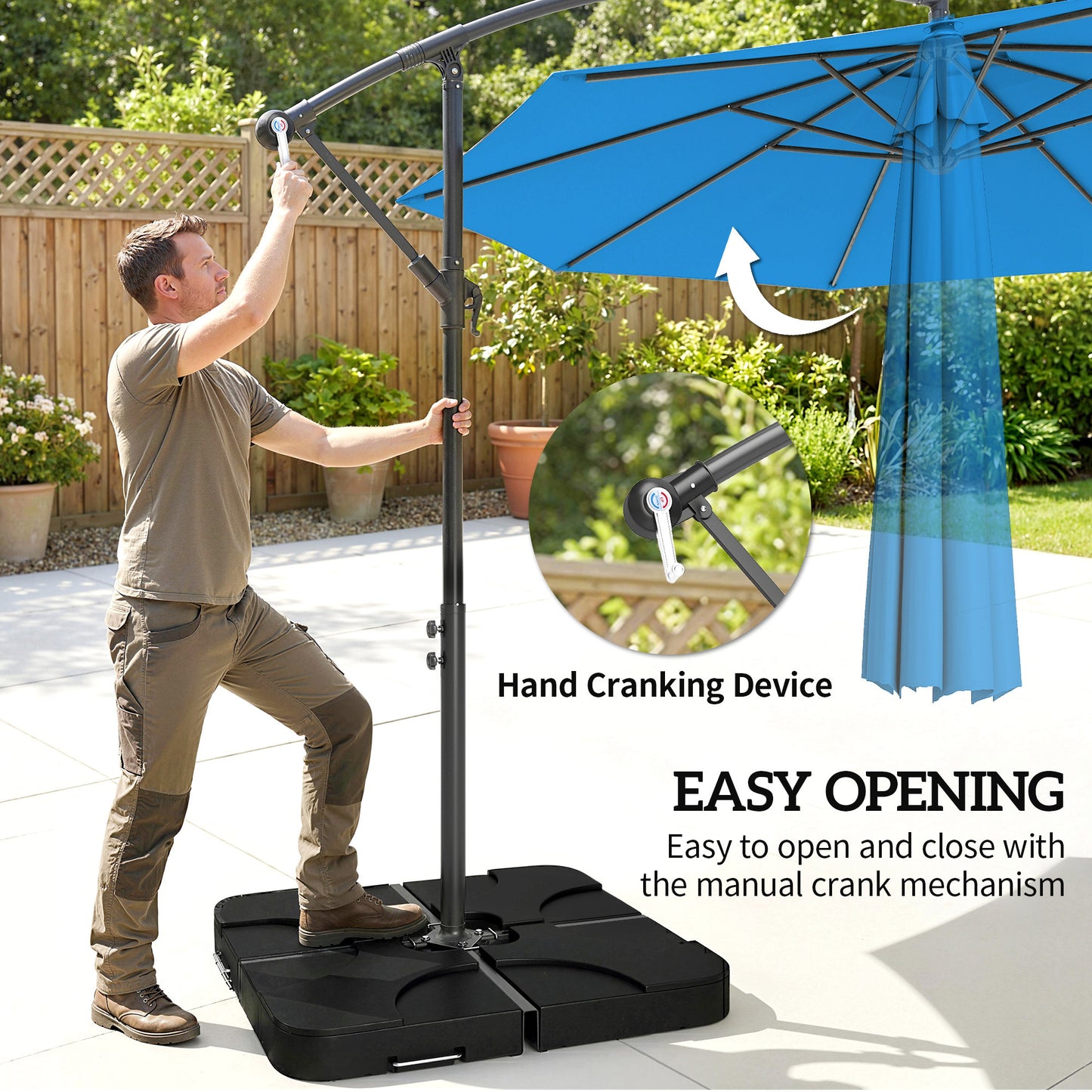 3m Overhanging Parasol, with Base, Weights and Cover