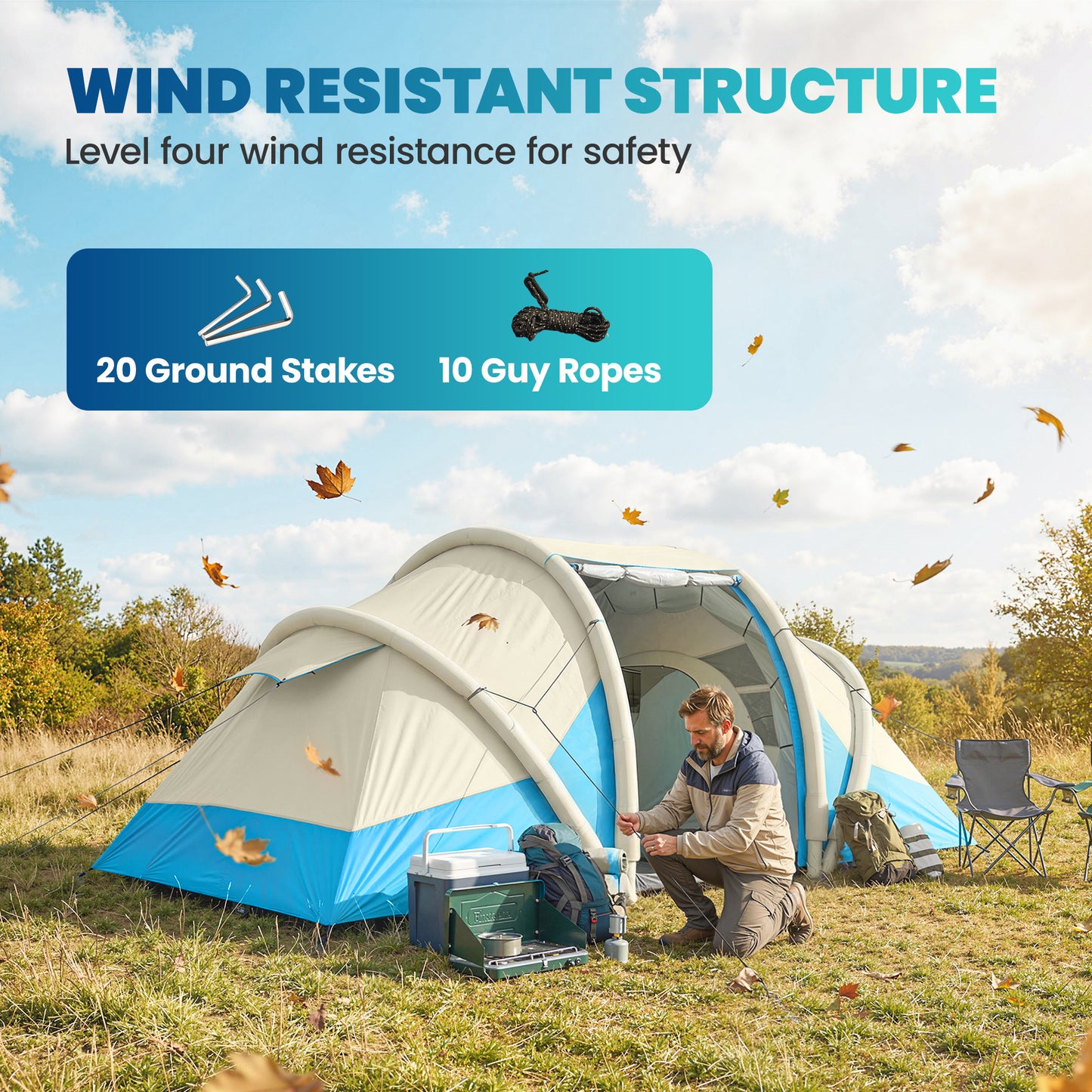 Inflatable Tent 2 Bedroom 3000mm Waterproof Windproof Air Tent