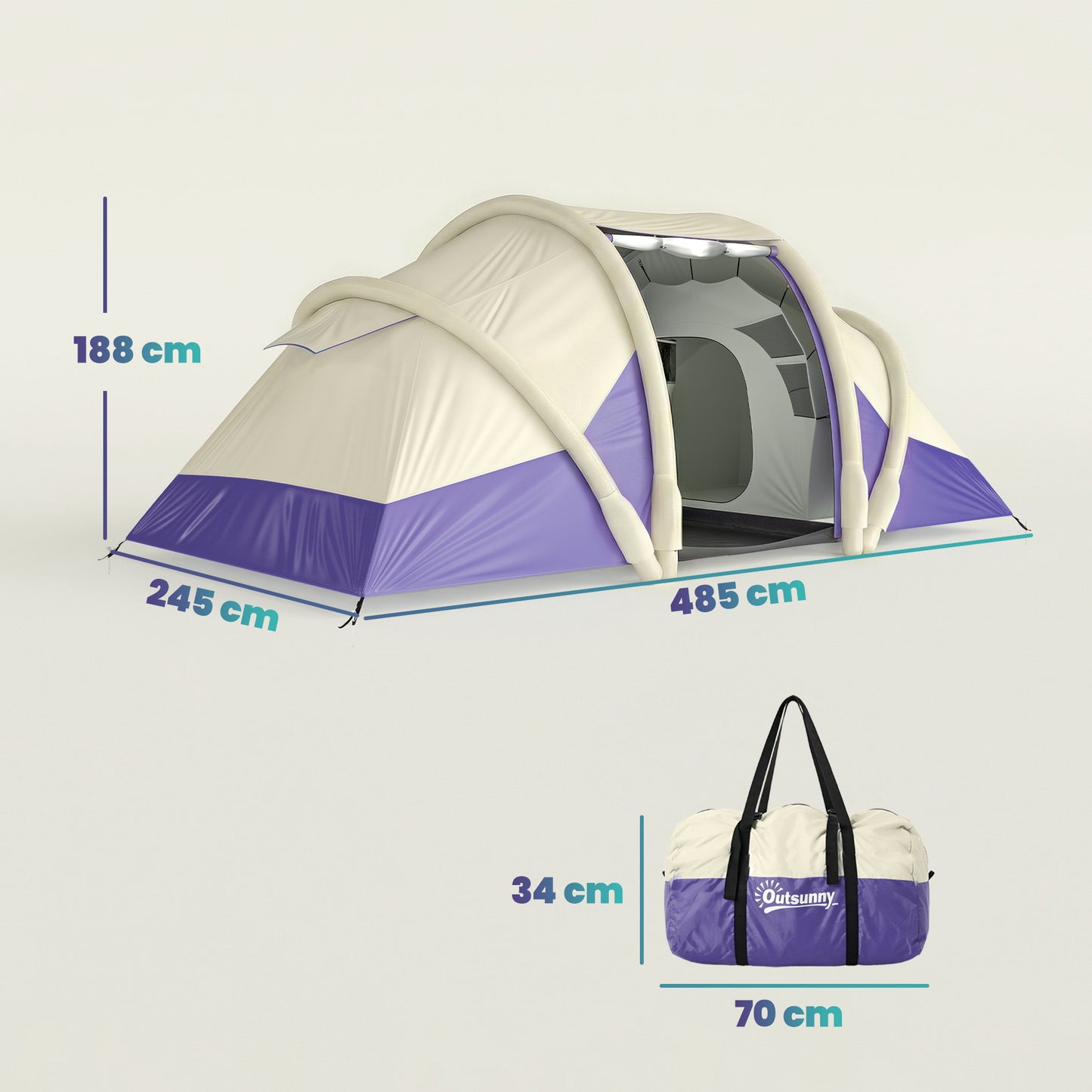 Inflatable Tent 2 Bedroom 3000mm Waterproof Windproof Air Tent