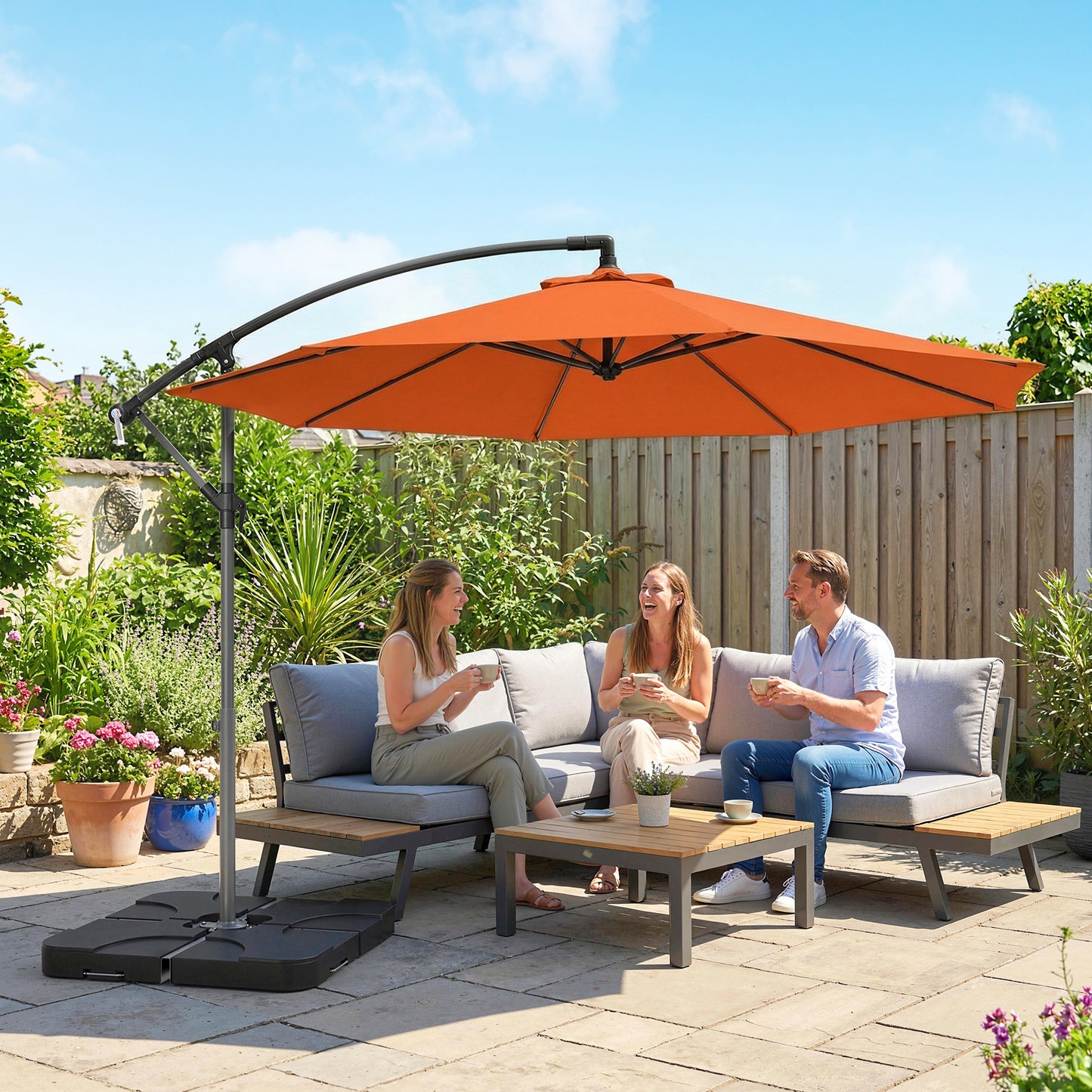 3m Overhanging Parasol, with Base, Weights and Cover