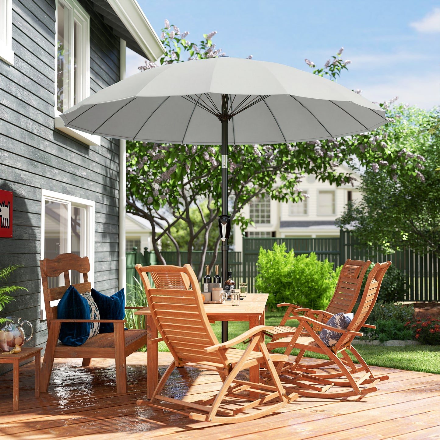 2 m Shanghai Garden Parasol Umbrella with 16 Fibreglass Ribs