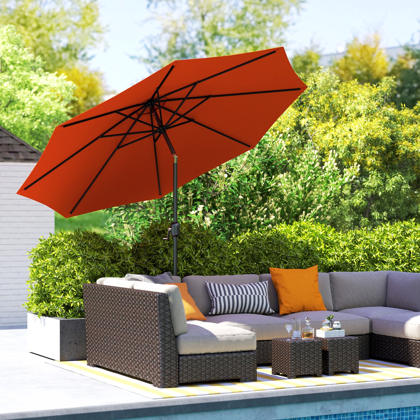 3 m Garden Parasol Umbrellas, Outdoor Sun Shade with 8 Ribs