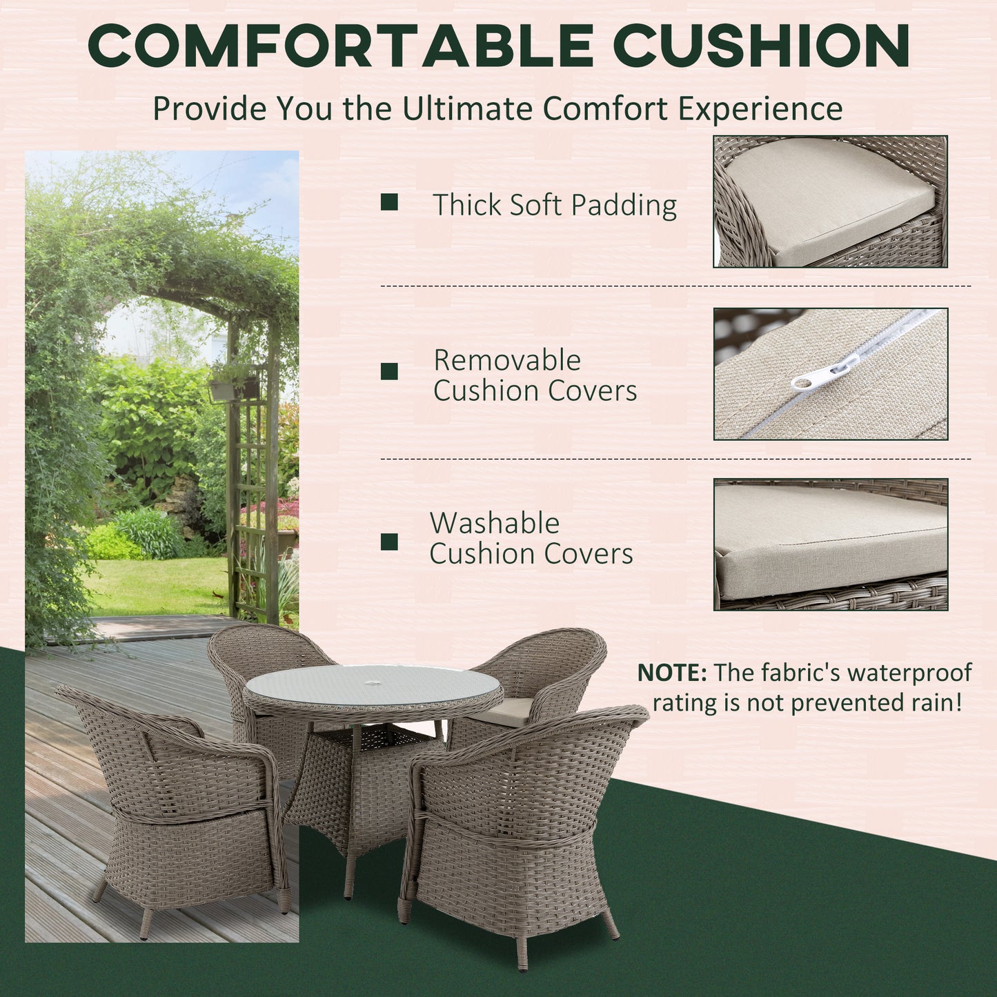 4 Seater Rattan Garden Furniture Set with Cushions