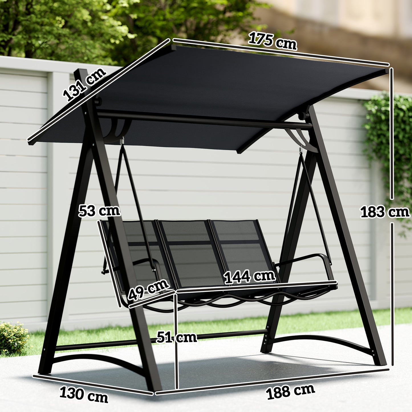 3 Seater Swing Chair, Garden Swing Bench (1)