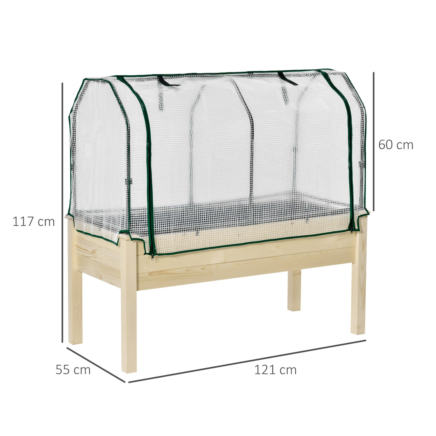 Raised Garden Bed Outdoor Elevated Wood Planter Box w/ PE Cover