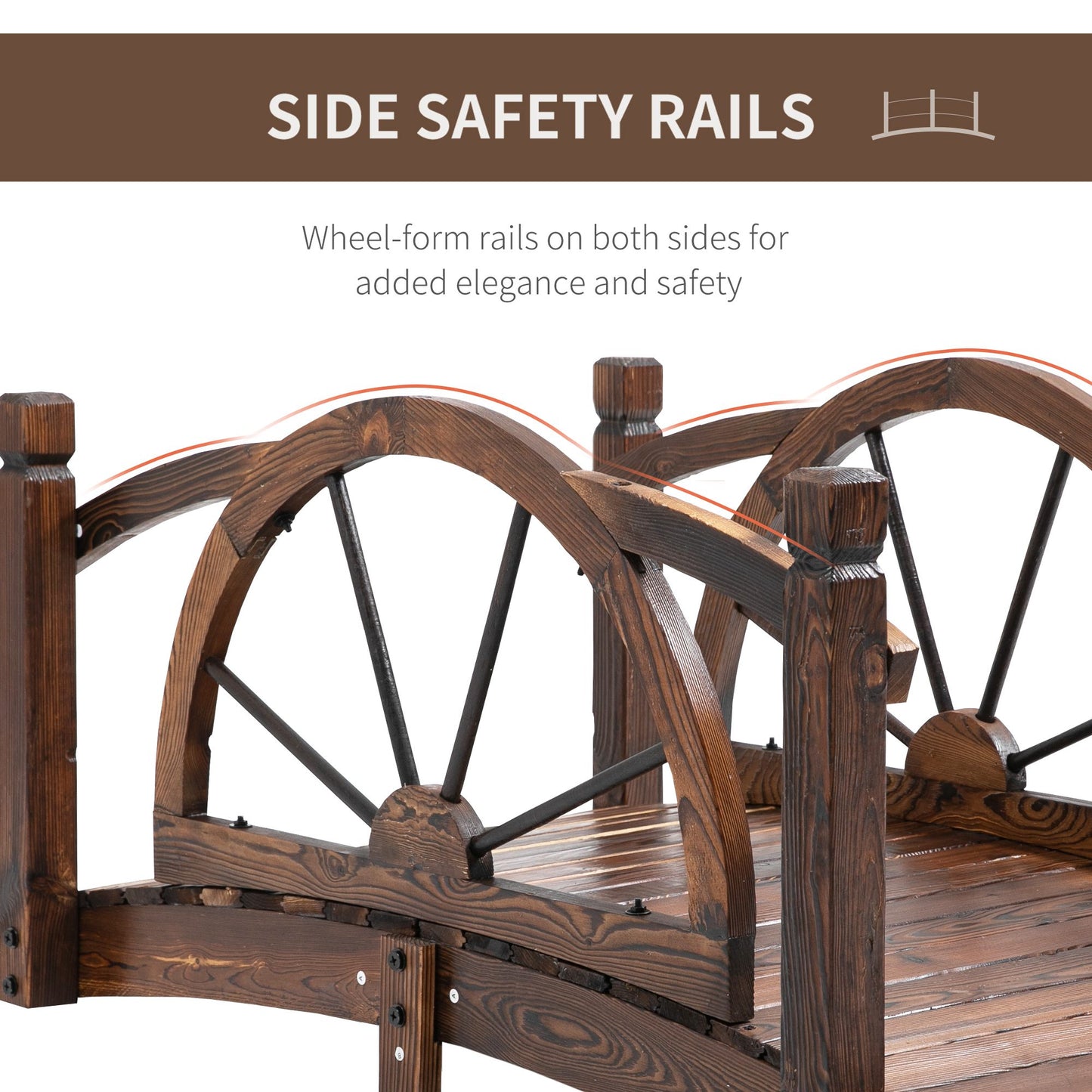 1.5M Wooden Garden Bridge Decorative Arc Footbridge