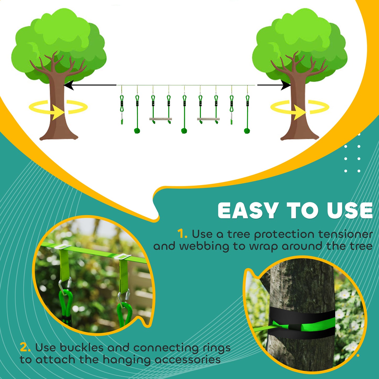 7-Piece Kids Zip Line Kit for Garden