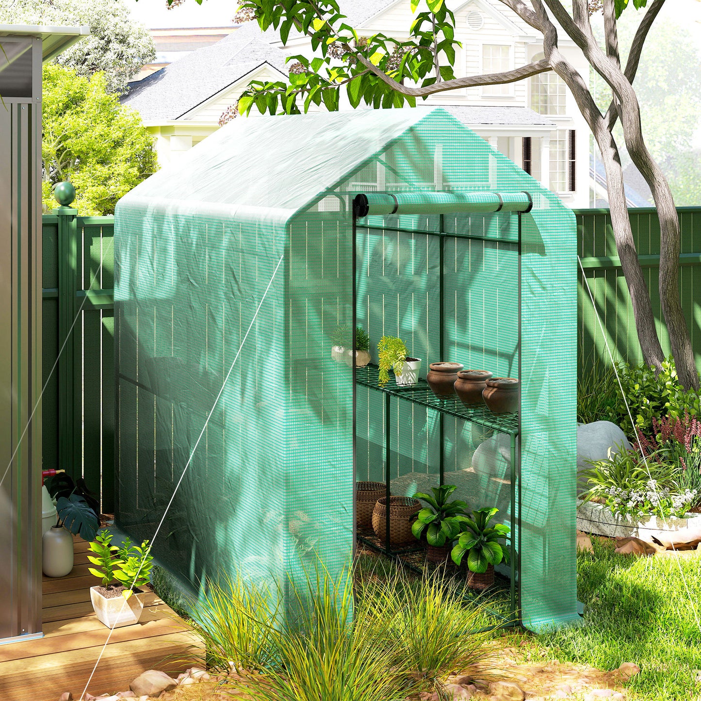120 x 186cm Walk-In Greenhouse, with Shelves