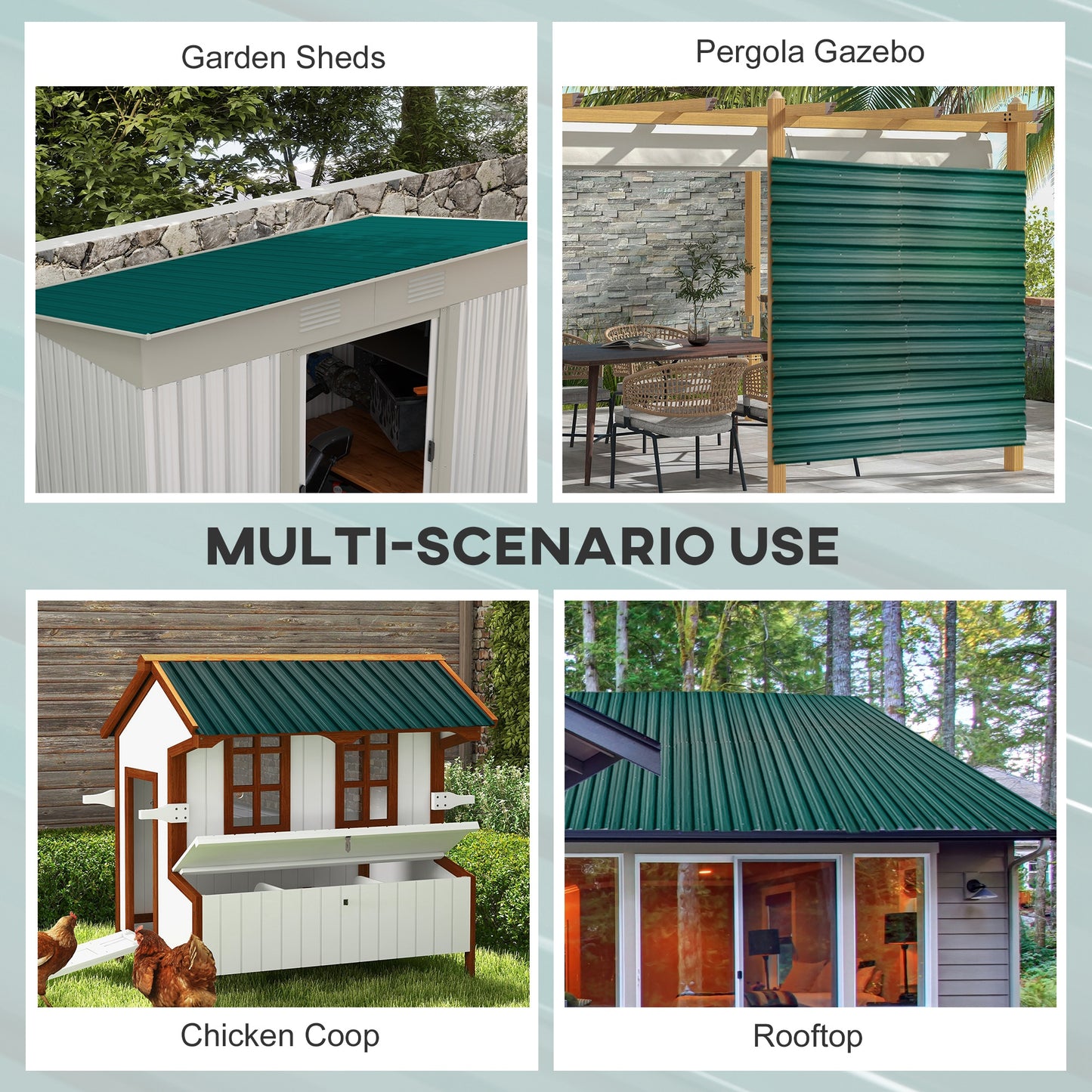 Set of 12 Corrugated Steel Roof Sheet Panels