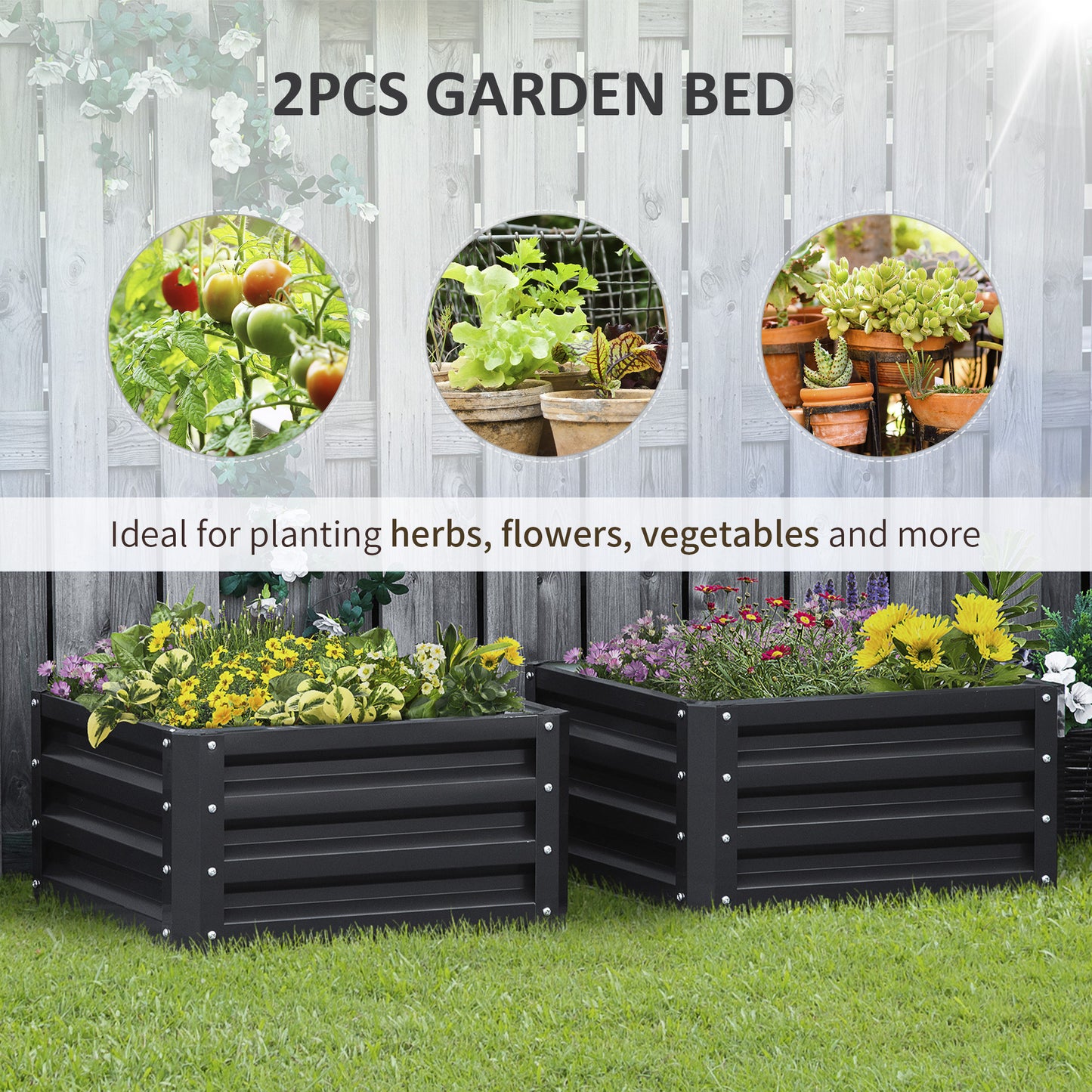 Set of Two 60 x 60cm Steel Planter Boxes