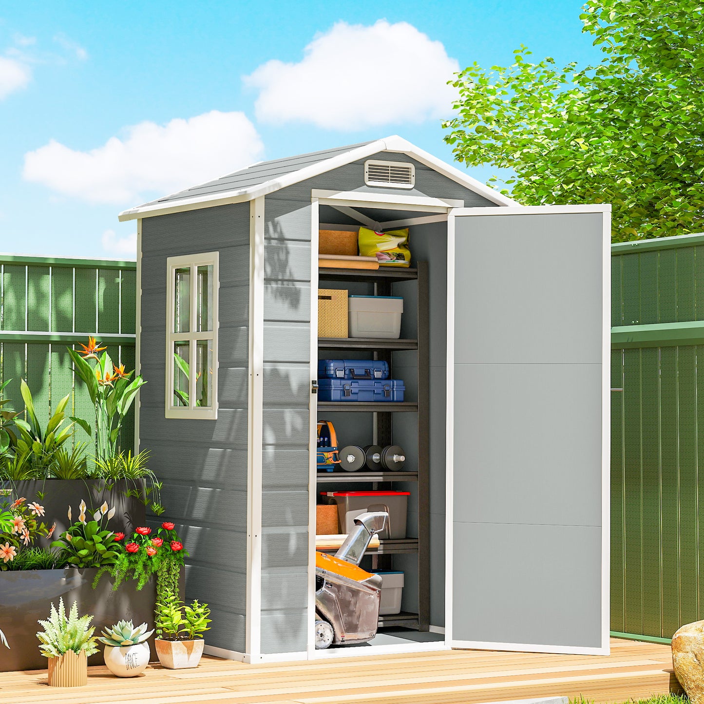 4 x 3 ft Plastic Garden Shed with Floor