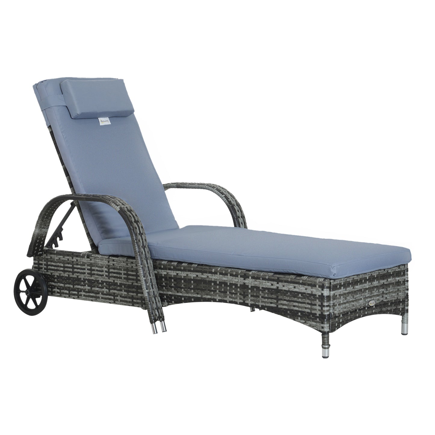 Garden Rattan Furniture Single Sun Lounger Recliner Bed Reclining
