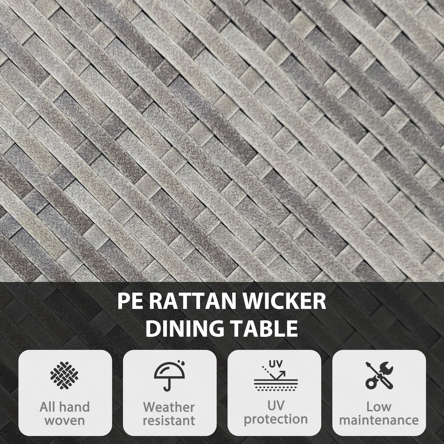 70 cm Wood-Effect Rattan Garden Table