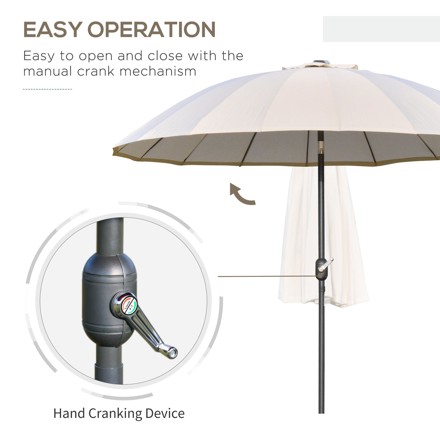 2.5m Shanghai Garden Parasol Umbrella with Crank & Tilt