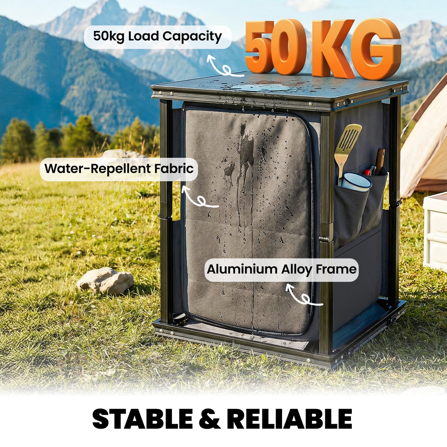 Camping Camping Cupboards, Folding Portable Kitchen Table