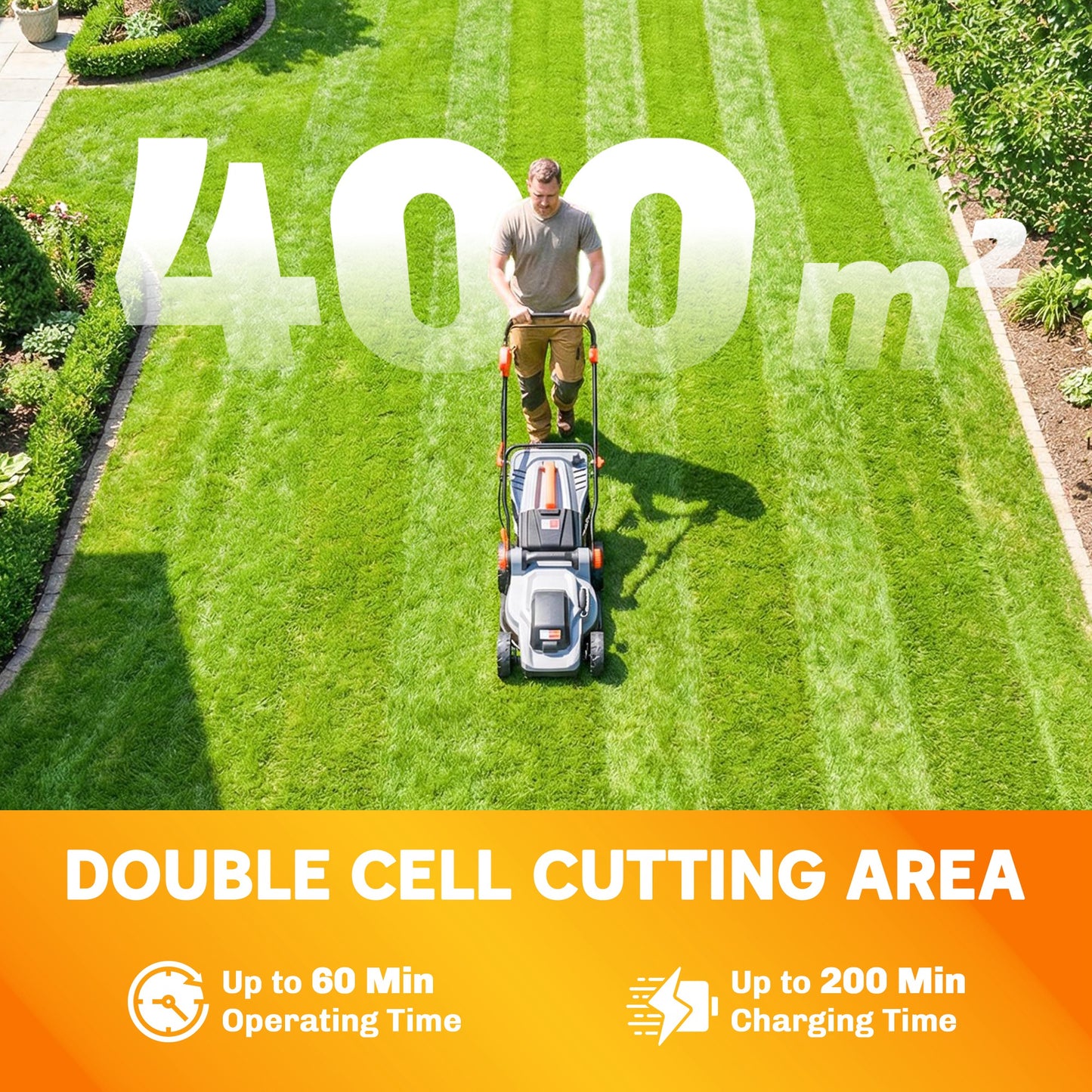 18V Cordless Lawnmower with 2 x 4Ah Batteries