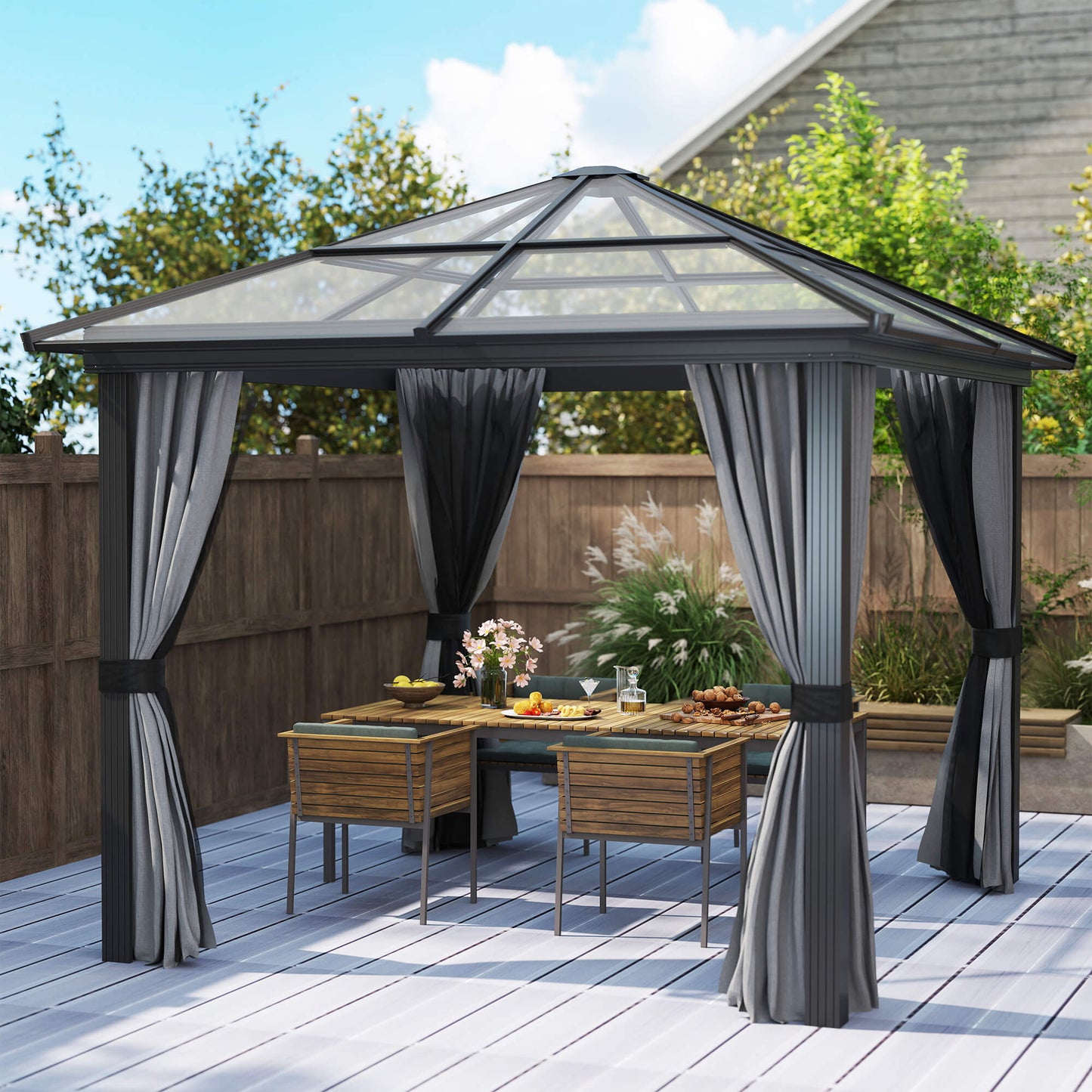 3 x 3(m) Hardtop Gazebo Canopy with Polycarbonate Roof (1)